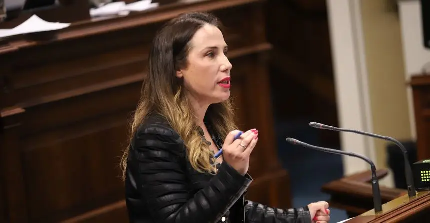 Patricia Hernández en el Parlamento autonómico.