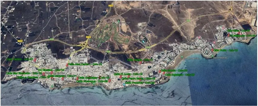 Mapa de las zonas de video vídeovigilancia de residuos.