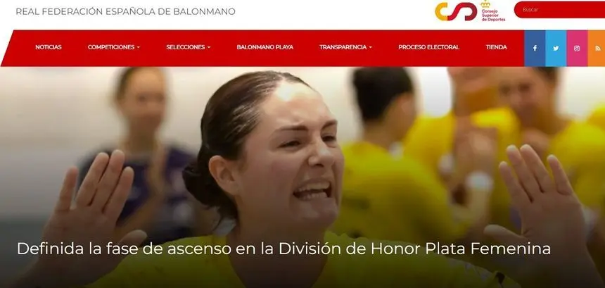 Imagen de la página de la Federación