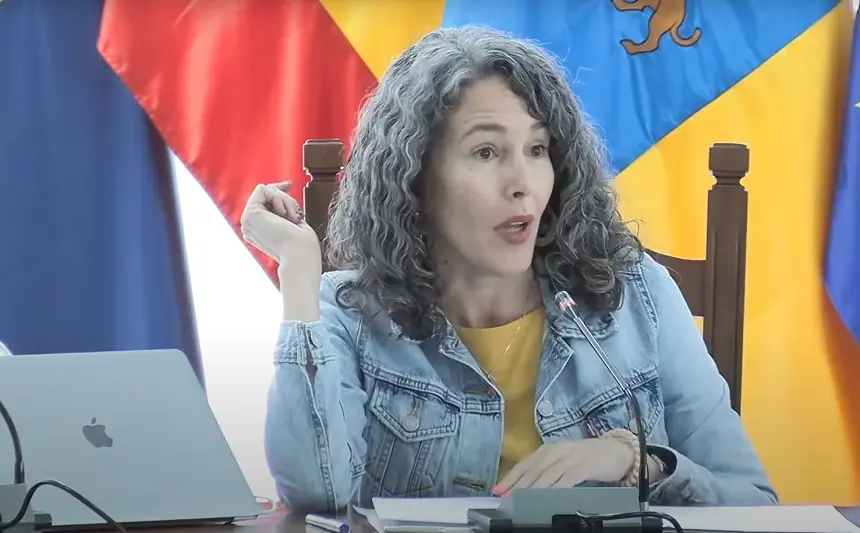 Ariagona González en el pleno del Cabildo de Lanzarote.