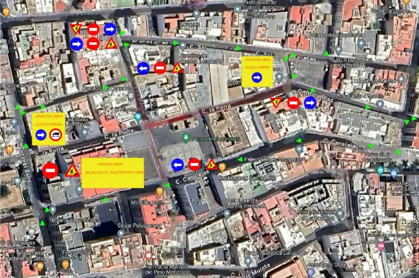Imagen de cortes en el centro de Arrecife