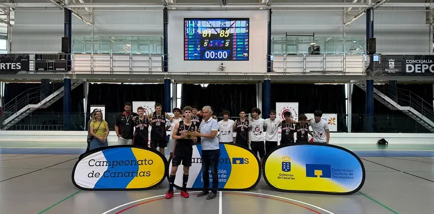 José Juan Cruz junto al equipo junior masculino del Magec Tías.