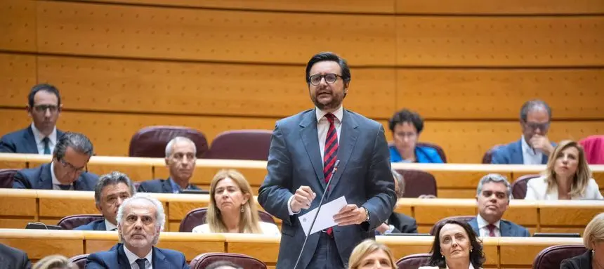 El senador del PP Sergio Ramos este martes durante su intervención en el pleno de la Cámara Alta