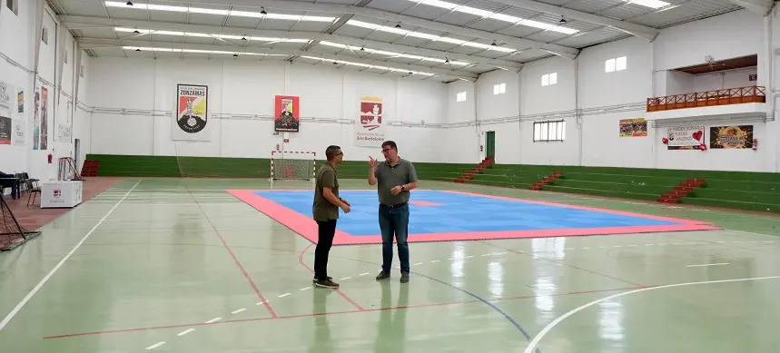 Obra del polideportivo de San Bartolomé.