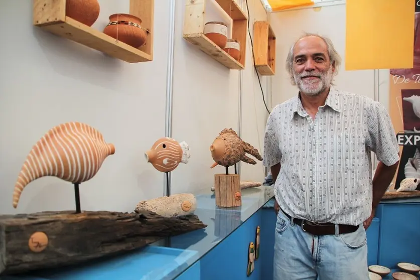 Tino Alemán en la Feria de Artesanía de Lanzarote.
