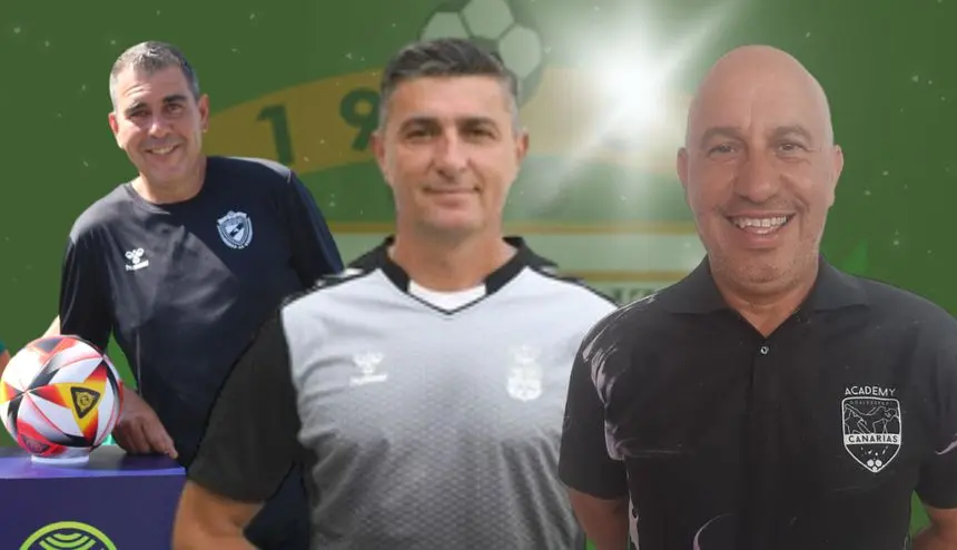 Imagen del cuerpo técnico que dirigirá al Yaiza en la Segunda División.