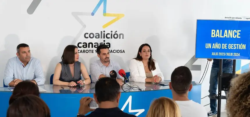 Imagen de los representantes de CC en su balance sobre lo ocurrido en este primer año en el Parlamento