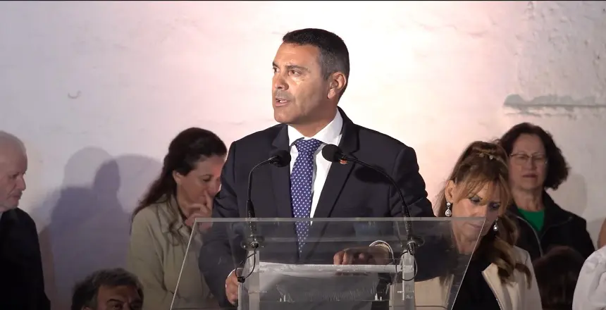 Oswaldo Betancort durante el pregón de las fiestas de Los Dolores.
