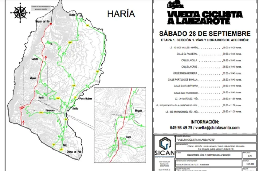 Imagen de las calles que se van a cortar en el norte de la Isla este sábado. 