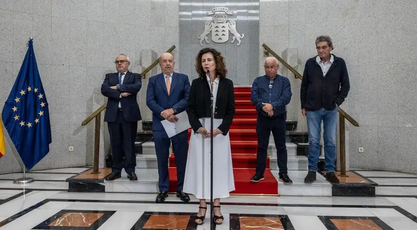 La consejera de Economía del Gobierno de Canarias este lunes en la presentación de las cuentas