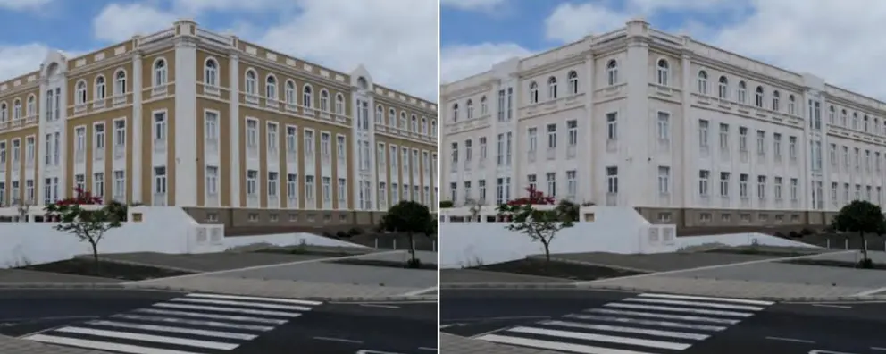 Imagen de este lunes de cómo va quedando el edificio.