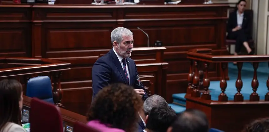Fernando Clavijo este martes en el Parlamento autonómico.