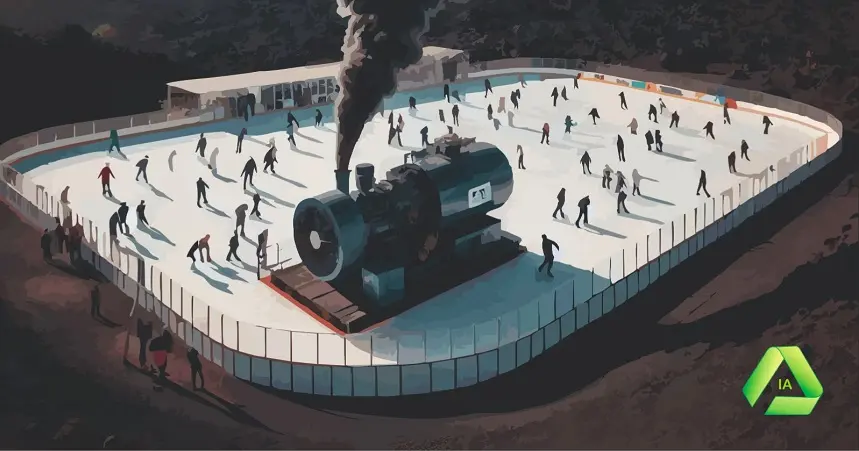 Dibujo simbolizando la contaminación de la pista de hielo.