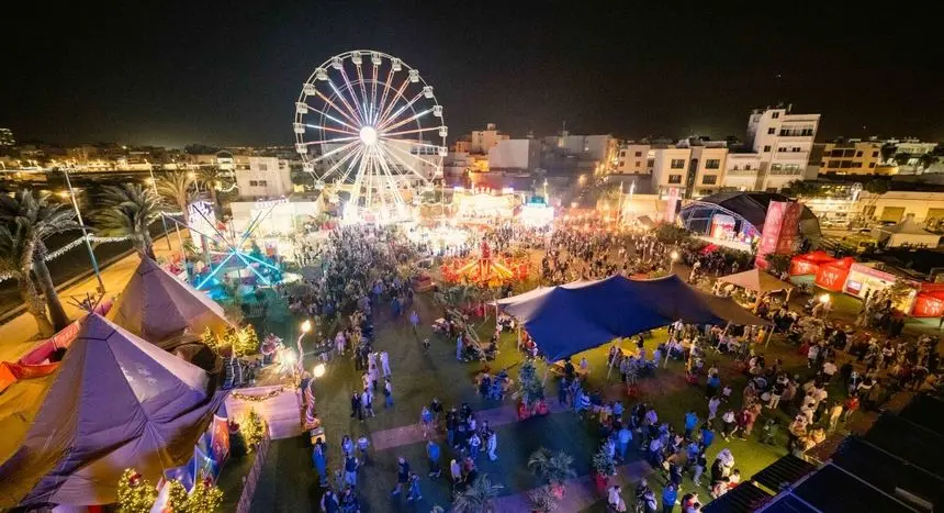 Imagen de la inauguración de la feria de Navidad de Arrecife