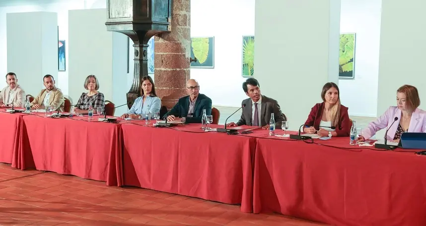Judit Fontes, cuarta por la izquierda, junto a sus compañeros del grupo socialista de Teguise.