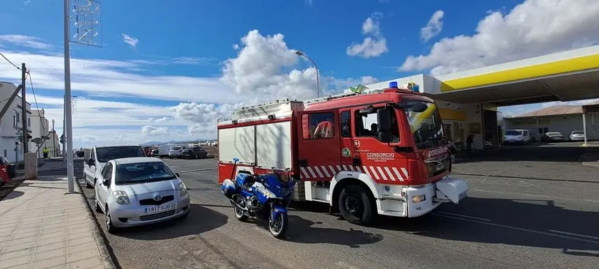 Imagen del lugar en el que tuvo que intervenir la Policía Local de Arrecife y los bomberos