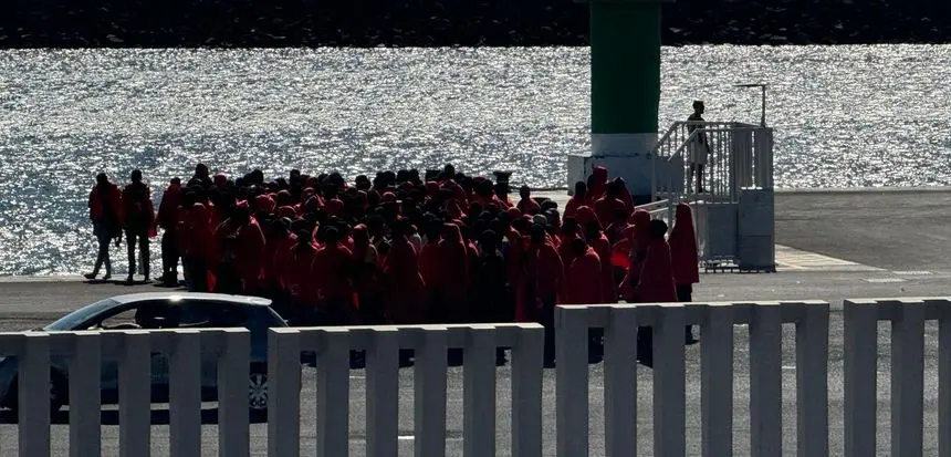 Uno de los grupos de inmigrantes atendidos estos días en Puerto Naos