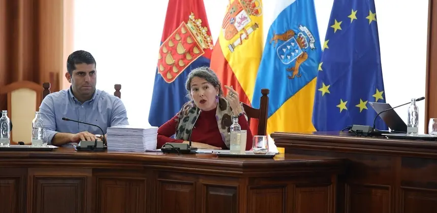 Ariagona González durante uno de los plenos del Cabildo.