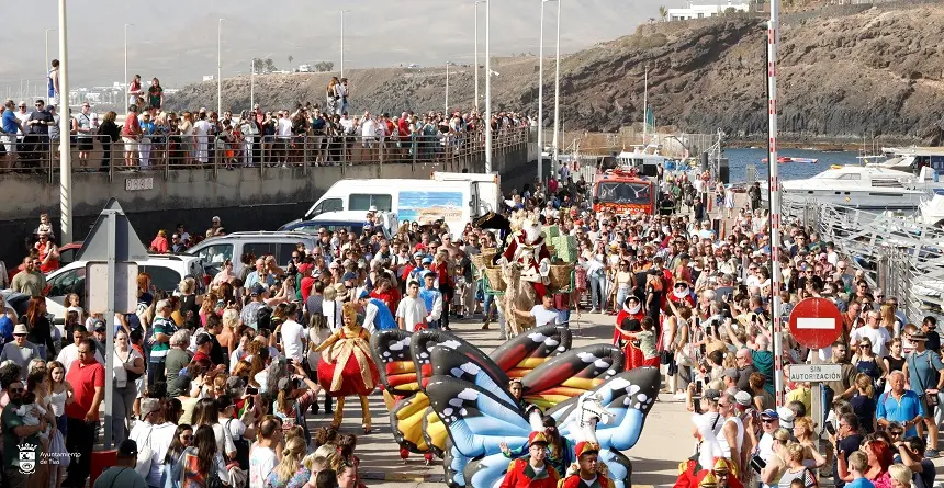 Imagen de la celebración de la llegada de los Reyes Magos a Puerto del Carmen.