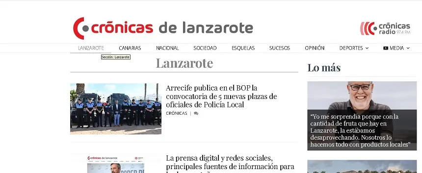 Imagen del periódico digital del grupo Crónicas. 