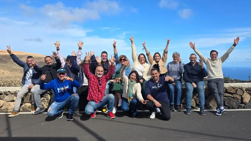Imagen de los integrantes de la Ejecutiva insular de Nueva Canarias este domingo en Ye