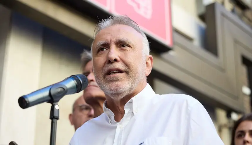 Ángel Víctor Torres este jueves en la sede de su partido en Madrid