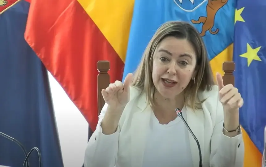 María Dolores Corujo durante su acusación en el Pleno del Cabildo de Lanzarote.
