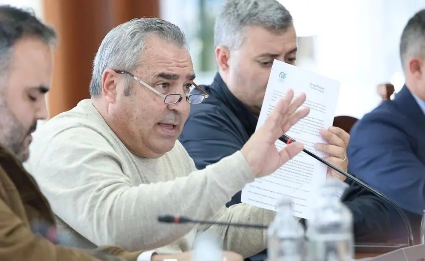El portavoz del PP, Ángel Vázquez, defendiendo la moción este martes en el Cabildo