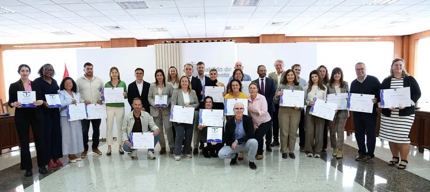 Todos los premiados este miércoles en la sede del Cabildo.
