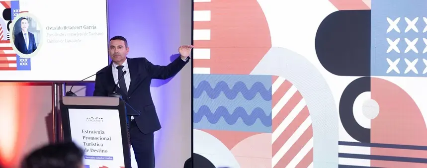 Oswaldo Betancort durante la presentación de la Estrategia Promocional Turística de Destino de Estados Unidos.