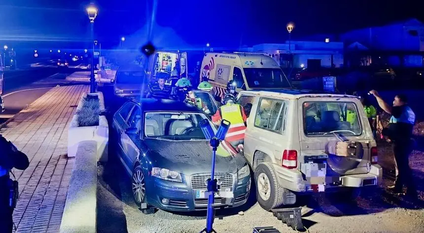 Momento de la actuación tras el accidente.