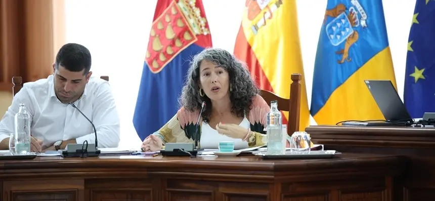 Ariagona González en el pleno del Cabildo de Lanzarote.