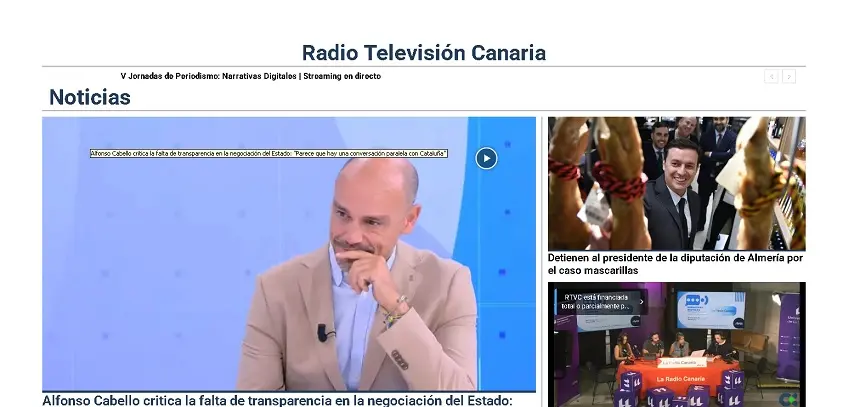 Imagen de la página oficial de la Radio Televisión Canaria de este martes. 