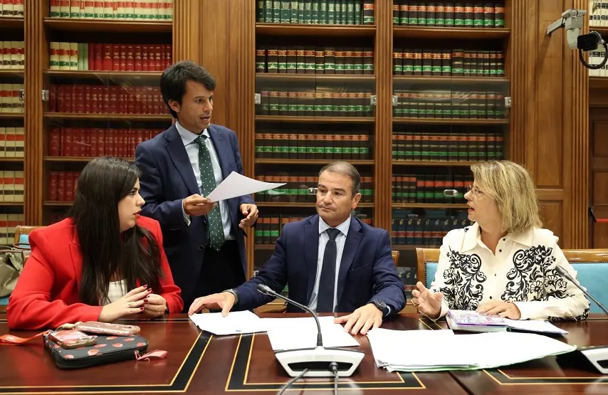 Los cuatro diputados del PSOE de Lanzarote este jueves en el Parlamento de Canarias.