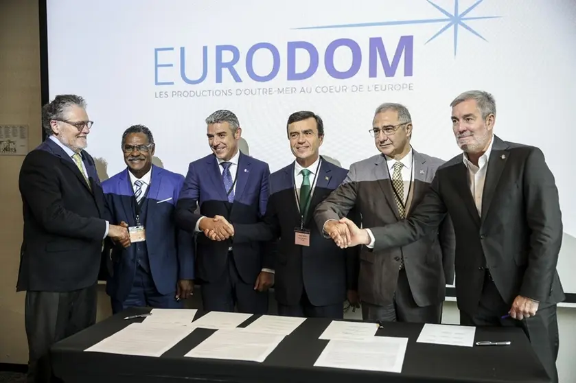 El presidente de Canarias y su consejero de Agricultura con los representantes de los pa&iacute;ses que comparten la reivindicaci&oacute;n del Archipi&eacute;lago.