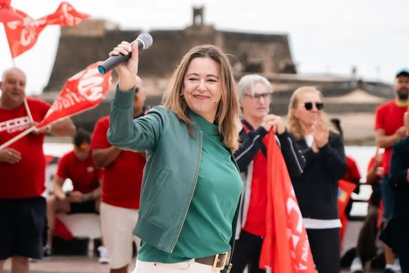 Mar&iacute;a Dolores Corujo, l&iacute;der de los socialistas lanzarote&ntilde;os, en un acto del PSOE