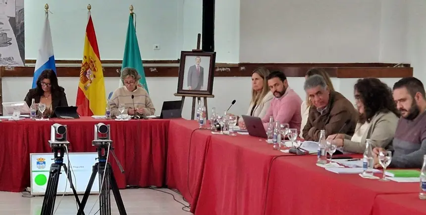 Alejandro Ram&iacute;rez junto a sus compa&ntilde;eros del PP y de CC en el pleno del Ayuntamiento de Teguise.