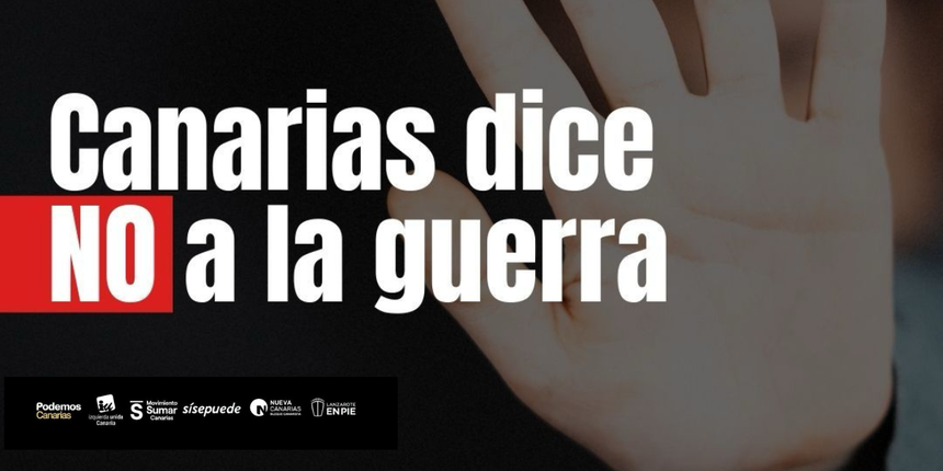 Cartel de las formaciones mostrando su rechazo al conflicto de Oriente Medio.