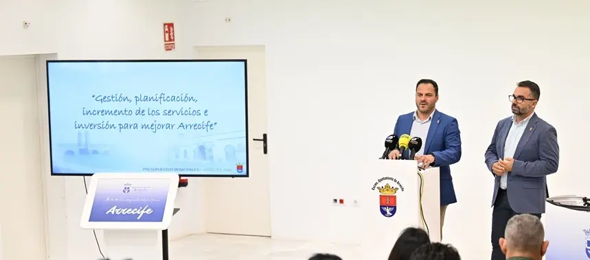 Rueda de prensa de presentaci&oacute;n de los presupuestos de Arrecife 2026.
