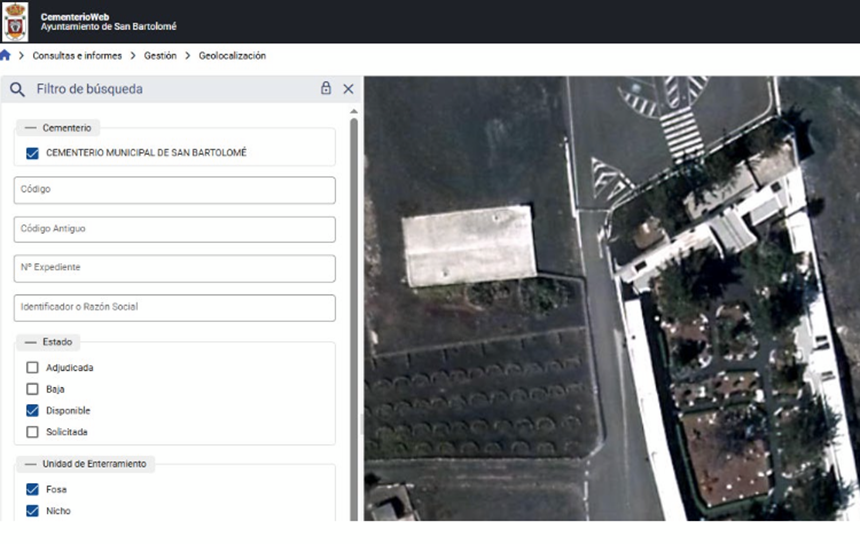 Nueva aplicaci&oacute;n inform&aacute;tica destinada a la gesti&oacute;n integral del cementerio de San Bartolom&eacute;.