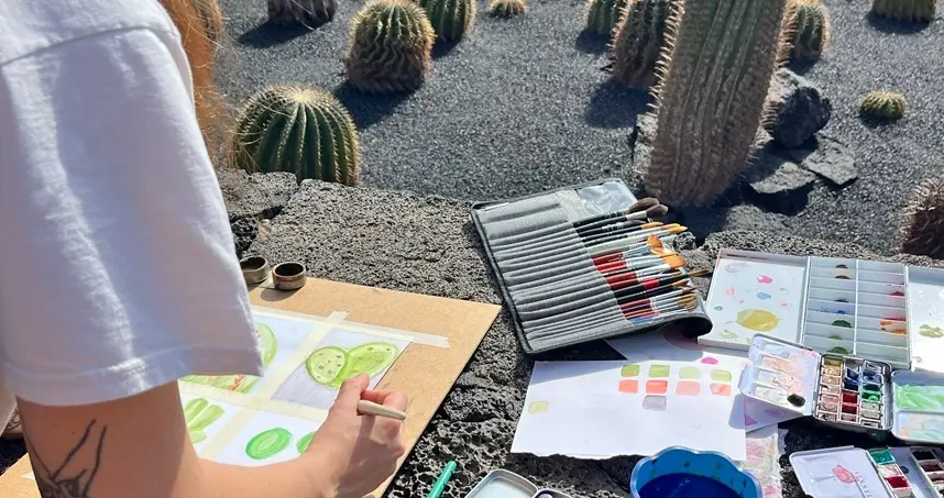 Imagen de archivo del taller de pintura de menores en el Jard&iacute;n de Cactus.