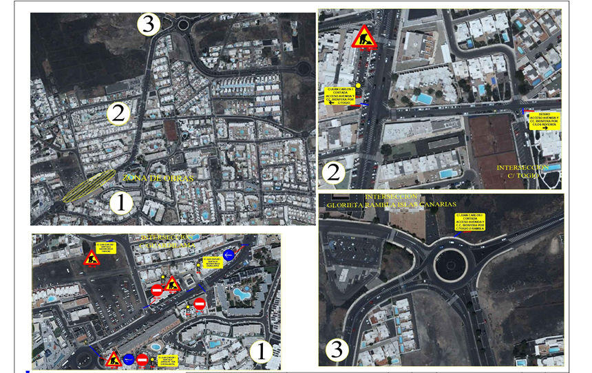 Mapa del cierre de un tramo de la calle Juan Carlos I de Puerto del Carmen