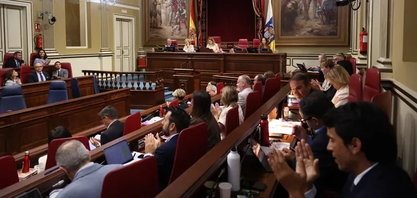 Parlamento de Canarias aprobando la votaci&oacute;n.