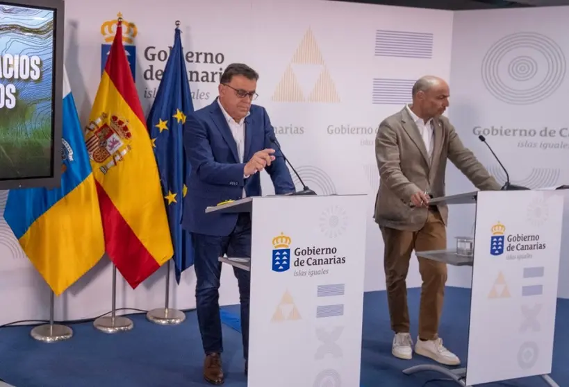 Manuel Miranda y Alfonso Cabello en la rueda de prensa posterior al encuentro del Consejo de Gobierno.