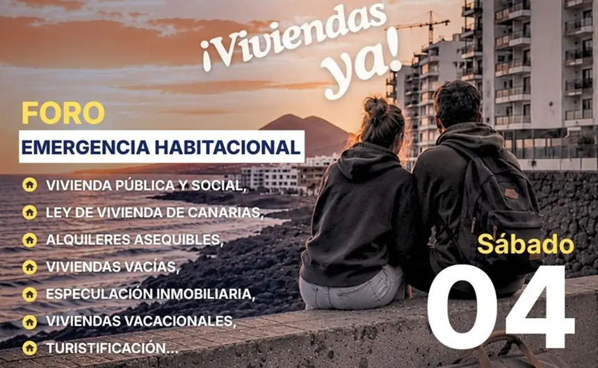 Cartel promocional del foro sobre la emergencia habitacional.