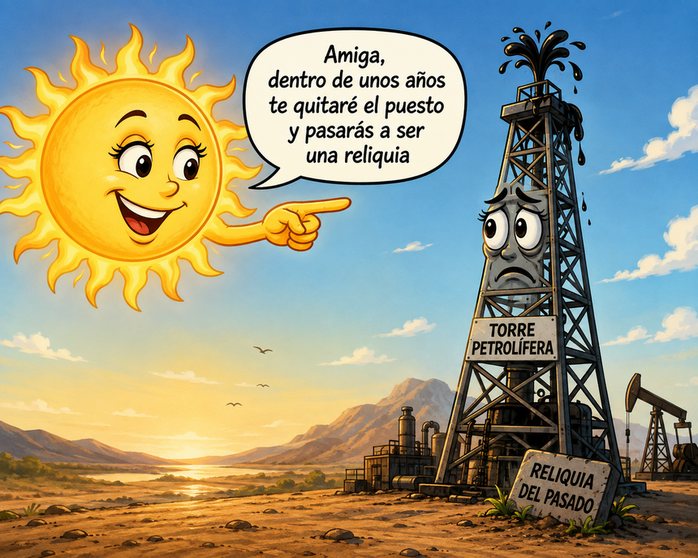 Sol y la torre petrolífera.
