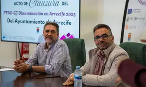 El primer teniente de alcalde de Arrecife, Echedey Eugenio, durante el acto de clausura.