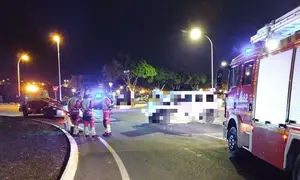 Imagen del veh&iacute;culo siniestrado tras el vuelco en la Rambla Medular