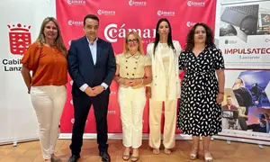 El presidente de la C&aacute;mara de Comercio con las representantes del Cabildo y del Ayuntamiento de Teguise