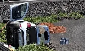 As&iacute; qued&oacute; el veh&iacute;culo tras salirse de la v&iacute;a